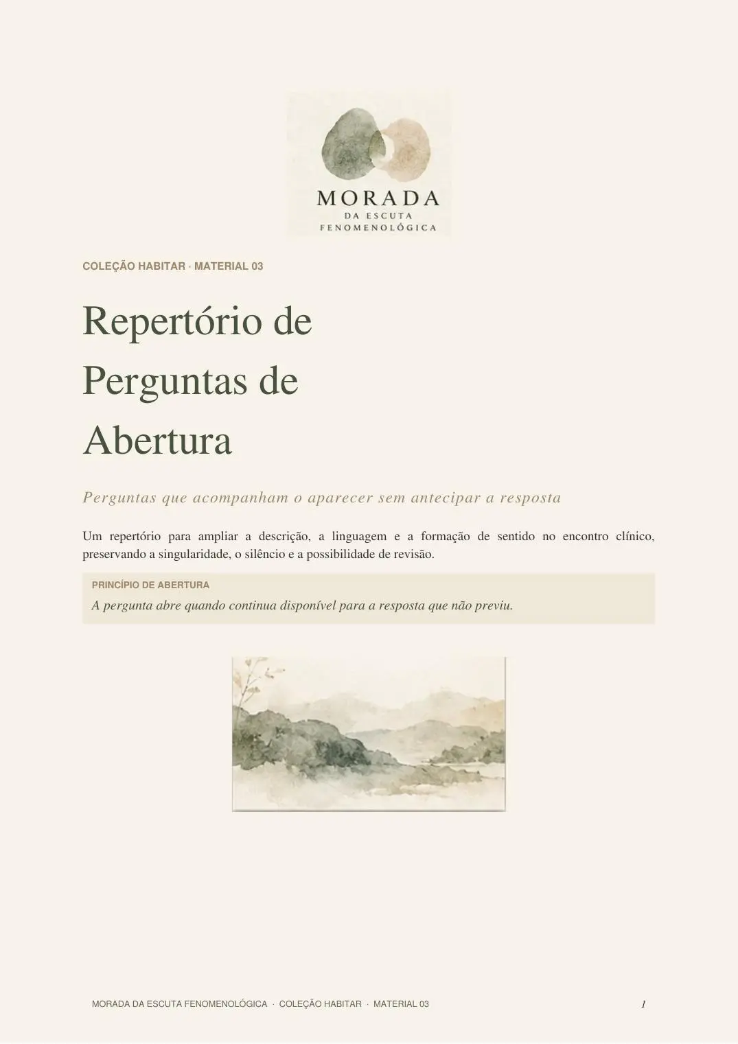 Capa digital de Repertório de Perguntas de Abertura