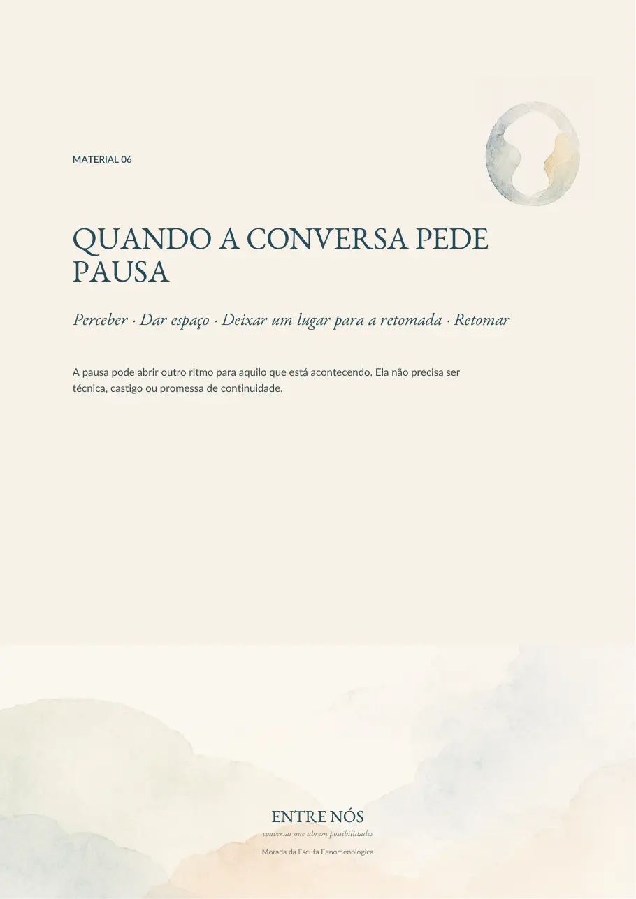 Capa digital de Quando a conversa pede pausa