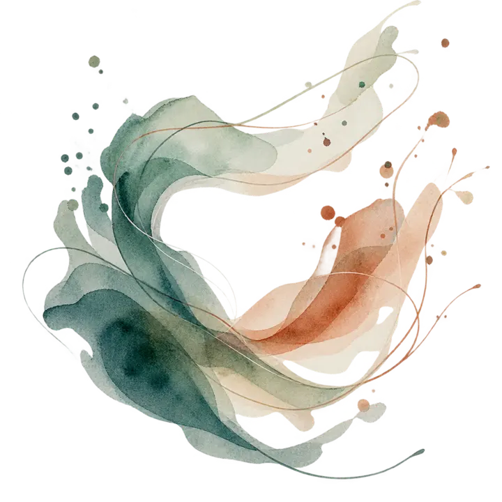 Movimento aquarelado abstrato que representa Lia sem forma humana